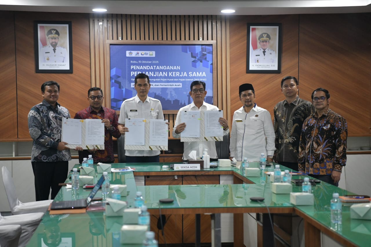 Pemerintah Aceh Teken Kerja Sama OP4D dengan DJP dan DJPK