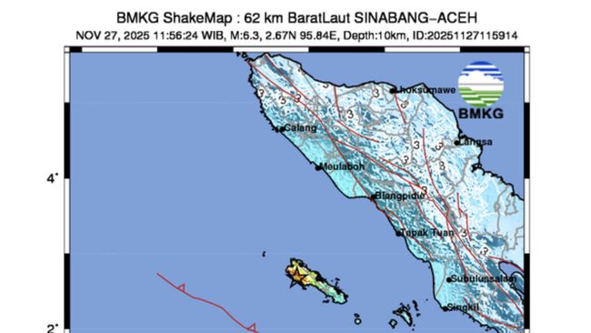 Gempa 6,3 SR Guncang Wilayah Barat Aceh